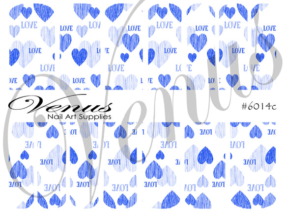 Water Transfer Decals - Sweetheart - Blue #6014c - Venus Nail Art Supplies Australia