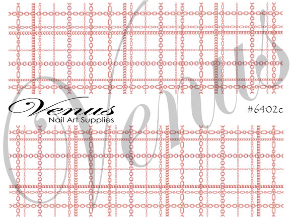 Water Transfer Decals - Chains - Rose Gold Plaid - Full Image #6402c - Venus Nail Art Supplies Australia