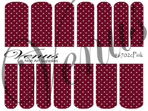 Water Transfer Decals - Dk Pink Dots #6702cPink - Venus Nail Art Supplies