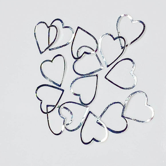 SILVER Metallic Nail Art Frame HEARTS Large | Venus Nail Art Supplies Australia