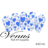 Nail Art Water Transfer Decals - Sweetheart - Blue (Clear/White) #6014c