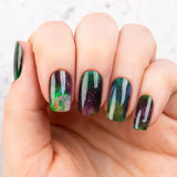 Nail Art Water Transfer Decals: Galaxy - Green (Clear/White) #670 1