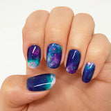 Nail Art Water Transfer Decals - Galaxy - Blue (Clear/White) - #6701
