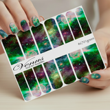 Nail Art Water Transfer Decals: Galaxy - Green (Clear/White) #670 1