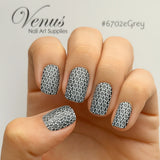 Nail Art Water Transfer Decals - #6702e Grey E (Clear/White)