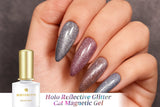 Born Pretty holographic nails featuring a shimmering, rainbow-like finish that reflects light for a sparkling, multidimensional effect.