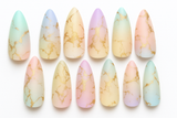 Nail Art Water Transfer Decals - Rainbow Marble (Clear/White) #6001