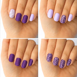 Nail Art Water Transfer Decals - Purple - SET OF 6 (Clear/White) #6702