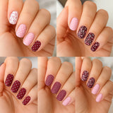 Nail Art Water Transfer Decals - Pink - SET OF 6 (Clear/White) #6702