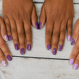 Nail Art Water Transfer Decals - Purple - SET OF 6 (Clear/White) #6702