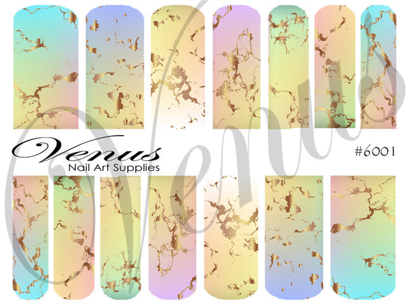 Water Transfer Decals - Rainbow Marble #6001 - Venus Nail Art Supplies Australia