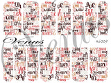 Water Transfer Decals - Lots of Love #6009 - Venus Nail Art Supplies Australia
