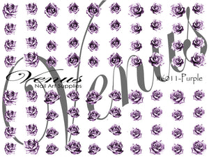 Water Transfer Decals - Purple Rose Tattoo #6011 - Venus Nail Art Supplies Australia