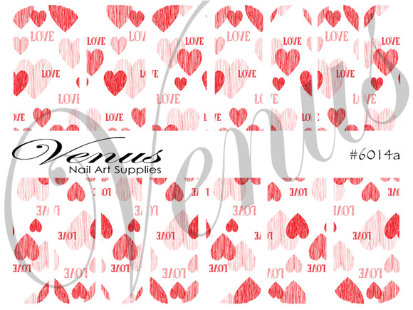 Water Transfer Decals - Sweetheart - Red #6014a - Venus Nail Art Supplies Australia