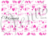 Water Transfer Decals - Sweetheart - Pink #6014b - Venus Nail Art Supplies Australia