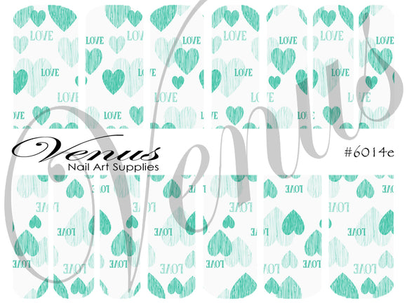 Water Transfer Decals - Sweetheart - Green #6014e - Venus Nail Art Supplies Australia