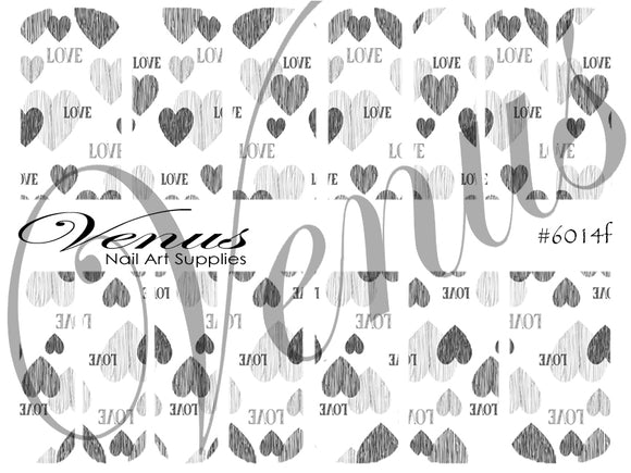 Water Transfer Decals - Sweetheart - Grey #6014f - Venus Nail Art Supplies Australia