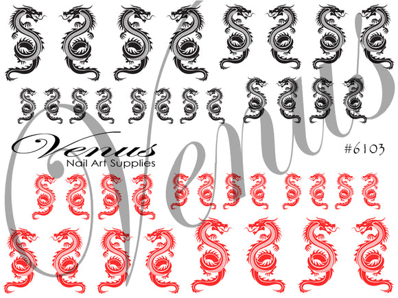 Water Transfer Decals - Dragons #6103 - Venus Nail Art Supplies Australia