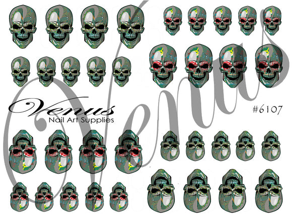 Water Transfer Decals - Terminator Skulls #6107 - Venus Nail Art Supplies Australia