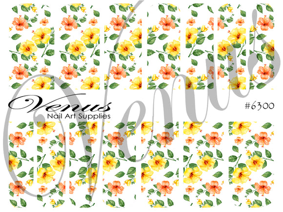 Water Transfer Decals - White Hibiscus #6300 - Venus Nail Art Supplies Australia