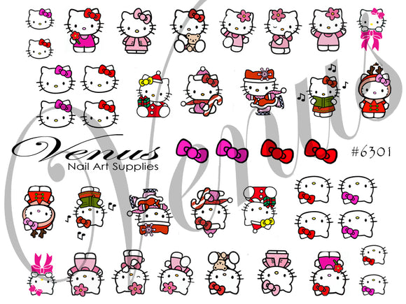 Water Transfer Decals - Hello Kitty + Xmas #6301 - Venus Nail Art Supplies Australia