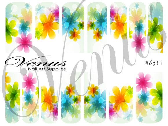 Water Transfer Decals - Bright Floral Rainbow $6311