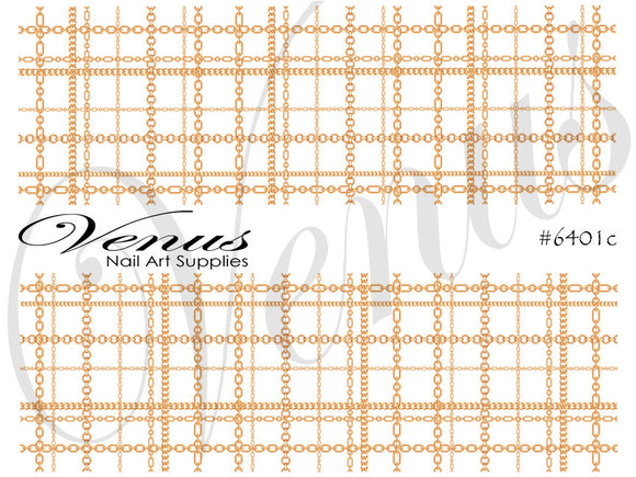 Water Transfer Decals - Chains - Gold Plaid - Full Image #6401c - Venus Nail Art Supplies Australia