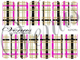 Water Transfer Decals - Plaid Chains Pink/Gold $6404c - Venus Nail Art Supplies Australia