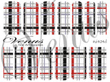 Water Transfer Decals - Plaid Chains Red/Silver #6404d - Venus Nail Art Supplies Australia