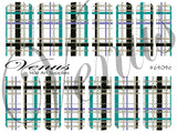 Water Transfer Decals - Plaid Chains Teal/Silver $6404e - Venus Nail Art Supplies Australia
