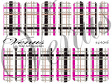 Water Transfer Decals - Plaid Chains Pink/Silver #6404f - Venus Nail Art Supplies Australia