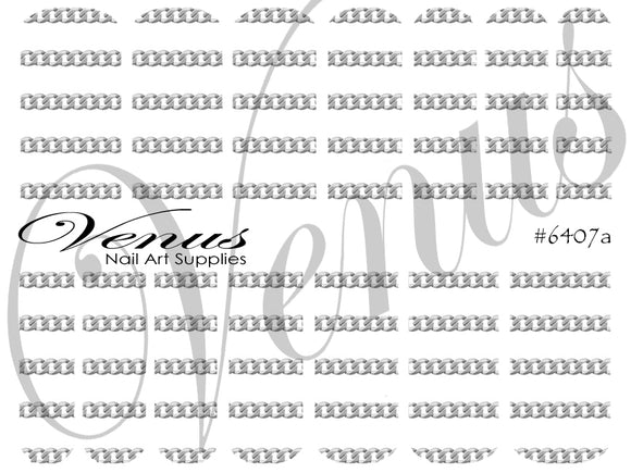 Water Transfer Decals - Silver Chains #6407a - Venus Nail Art Supplies Australia