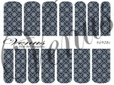 Water Transfer Decals - Blue/Black Geometric Floral Pattern #6408c - Venus Nail Art Supplies Australia