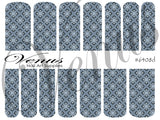 Water Transfer Decals - Blue Geometric Floral Pattern #6408d - Venus Nail Art Supplies Australia