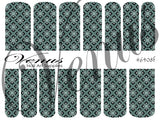 Water Transfer Decals - Teal/Black Geometric Pattern #6408f - Venus Nail Art Supplies Australia