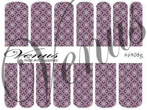 Water Transfer Decals - Lt Dusty Rose Geometric Floral Pattern #6408g - Venus Nail Art Supplies Australia
