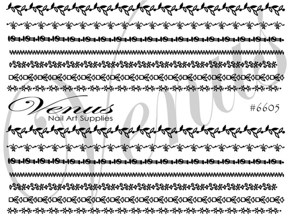 Water Transfer Decals - Lacey Lace #6605 - Venus Nail Art Supplies