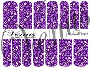 Water Transfer Decals - Dk Purple Floral Vines #6702dPurple - Venus Nail Art Supplies