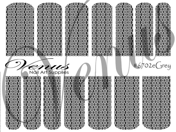 Water Transfer Decals - Dk Grey Geometric Daisies #6702eGrey - Venus Nail Art Supplies