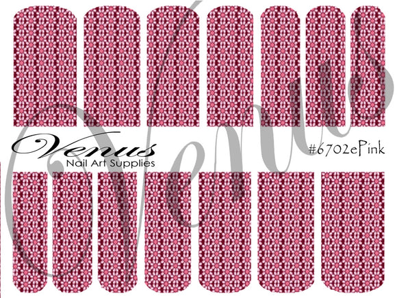 Water Transfer Decals - Dk Pink Geometric Floral #6702ePink - Venus Nail Art Supplies