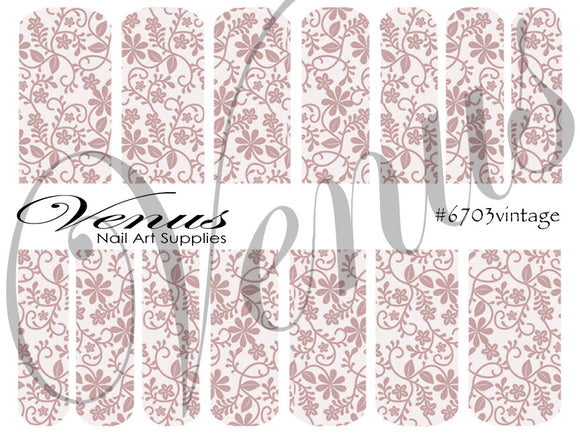 Water Transfer Decals - Floral Lace - Vintage #6703vintage - Venus Nail Art Supplies