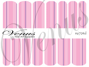Water Transfer Decals - Girly Girl - Stripes #6704d -Venus Nail Art Supplies Australia