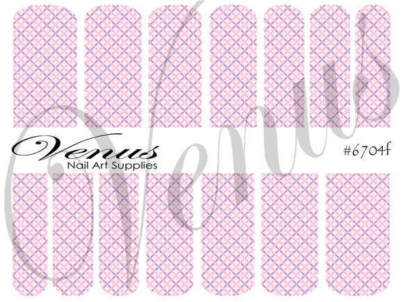 Water Transfer Decals - Girly Girl - Geometric Plaid #6704f -Venus Nail Art Supplies Australia