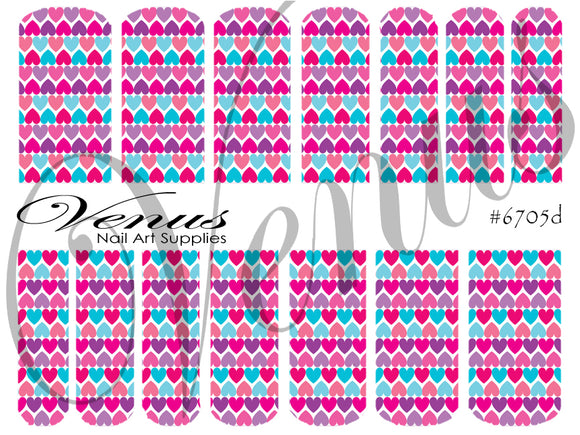 Water Transfer Decals - Lovely - Hearts #6705d - Venus Nail Art Supplies Australia