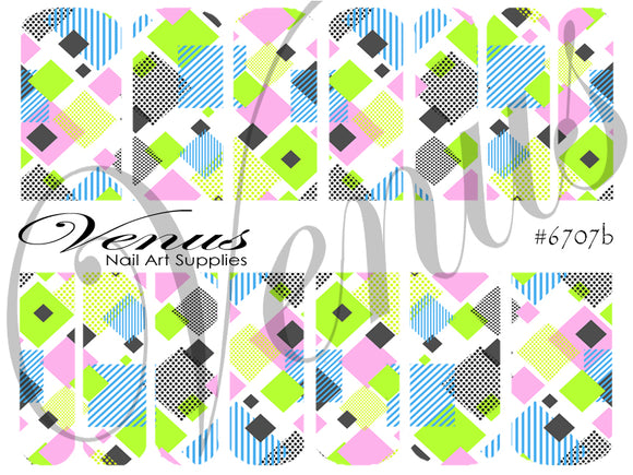 Water Transfer Decals - Geo Squares #6707b - Venus Nail Art Supplies Australia