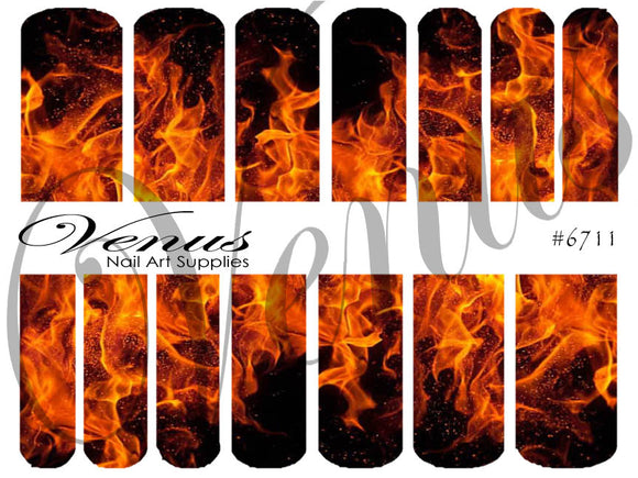 Water Transfer Decals - Flames #6711 - Venus Nail Art Supplies Australia