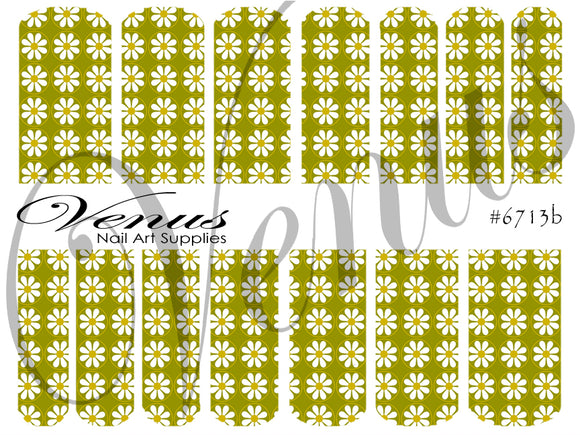 Water Transfer Decals - Floral Fruits - Green Flowers #6713b - Venus Nail Art Supplies Australia