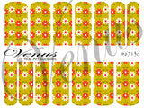 Water Transfer Decals - Zig-Zag Flowers Green #6713d - Venus Nail Art Supplies Australia