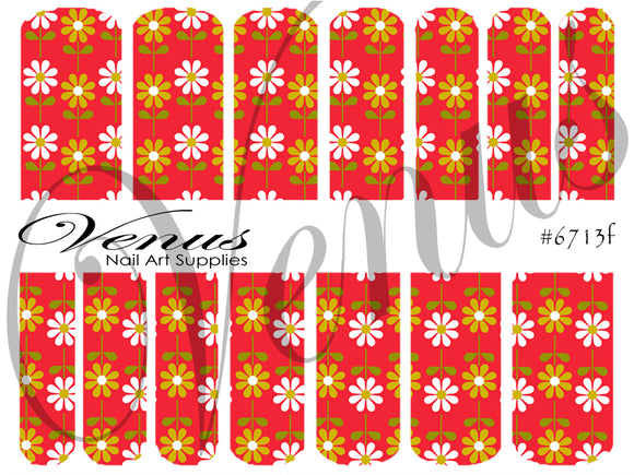 Water Transfer Decals - Floral Fruits - Red/Green Floral #6713f - Venus Nail Art Supplies Australia