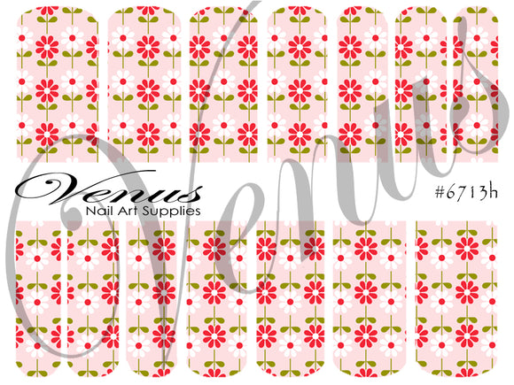 Water Transfer Decals - Floral Fruits - Flowers Pink #6713h - Venus Nail Art Supplies Australia